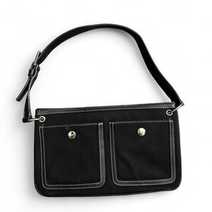 Esprit Black Canvas Baguette Shoulder Bag Y2K